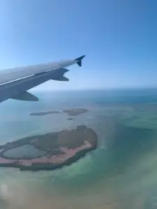 View of Florida Keys from the plane