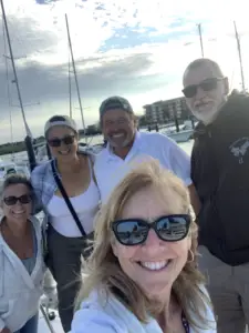 Julie, Sheli, Paul, Lynn & Rick are all smiles on the S/V Kya Anne