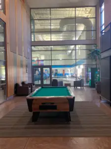 Central Spokane YMCA - pool table with a view of the pool