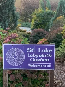 2022-09-26 St Luke labyrinth garden sign