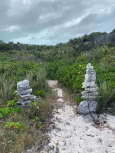 2023-02-16 Moriah Harbour Cay National Park cairn trailhead