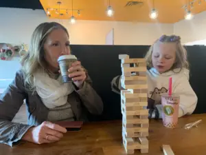Wie played Jenga, but A. cheats, so... ?
