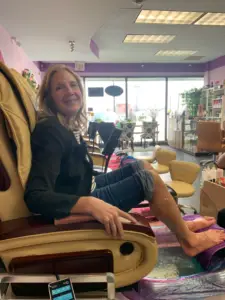 First, a pedicure for the quinquagenarian. ?
