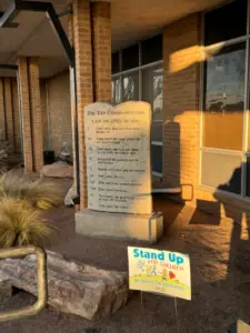 The 10 Commandments, prominently displayed outside the Odessa YMCA