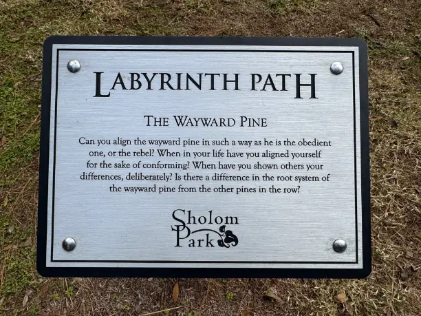 2024-12-15 Shalom Park - Labyinth Path - The Wayward Pine plaque