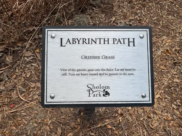 2024-12-15 Shalom Park Labyrinth Path - Greener Grass plaque (Ocala, FL)