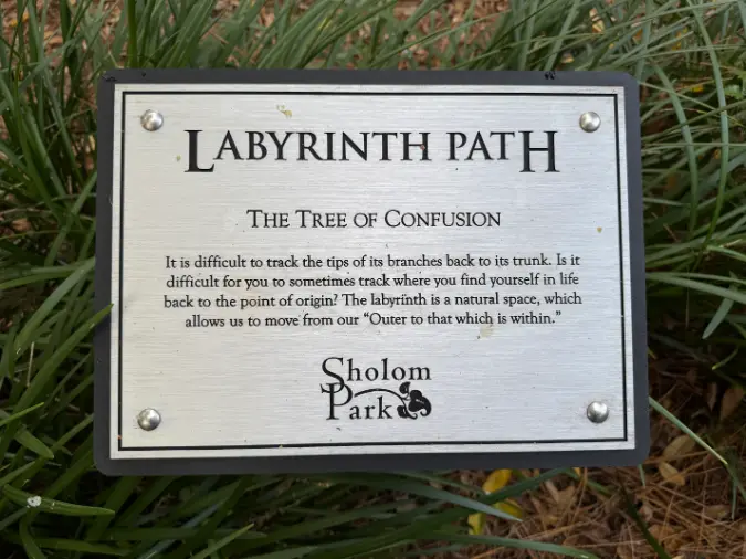 2024-12-15 Shalom Park Labyrinth Path - The Tree of Confusion plaque (Ocala, FL)