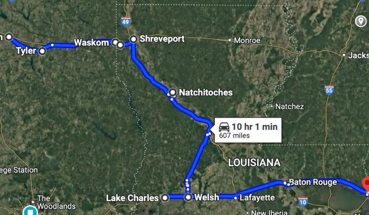 My road trip route from Nov 17-23, 2024