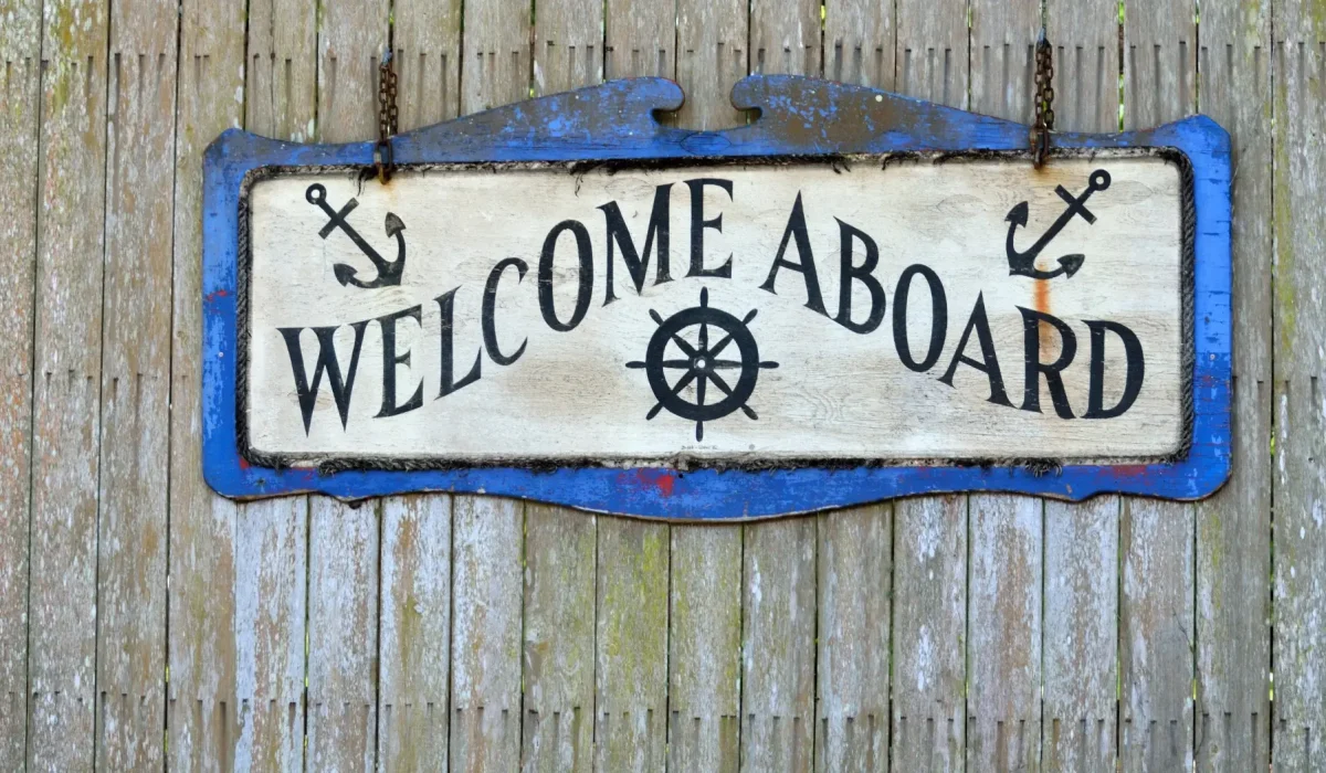 Welcome Aboard sign